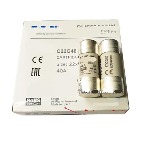 Fusible C22G40 40A 690V gG cylindrique format 22x58 mm pour protection électrique, lot de 2