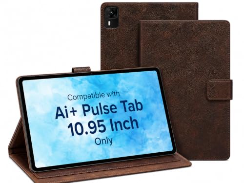 Image of M Cart Flip Cover Case for Ai+ Pulse Tab 10.95 Inch Leather Case Cover Dark Brown