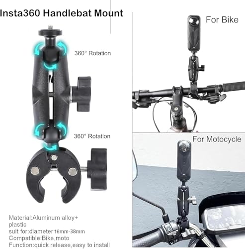 Image of Yantralay Bike Motorcycle Handlebar Mounting Kit for Insta 360 X5 /X4 - 360 Rotation with 1 /4 inch Adapter Helmet Adhesive, Invisible Stick, Backpack Clip & Screen Protector