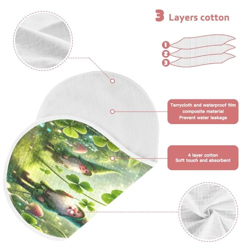 Gnomes St Patricks Clover Baby Burp Cloths Cotton Burp Clothes Absorbent Muslin Burp Cloths Soft Burp Cloth Rags for Newborn Girl Unisex Boy 1 Pack 22x11 Inches3