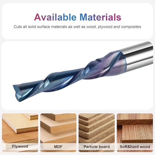 Image of SpeTool 1 /4 Inch Shank Downcut Spiral Router Bit 3 /16 Inch Cutting Diameter, TAC Coated CNC Router Bits End Mill for Wood Cutting, Slot Mortise, Engraving