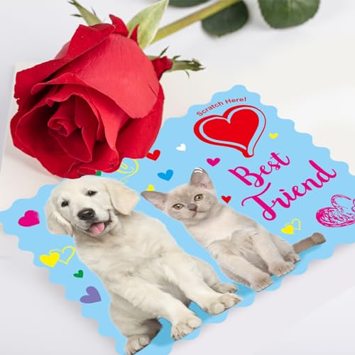FANCY LAND Cartões de Dia dos Namorados Raspar e Cheirar Cartão de Cachorro Gatinho Cartões Perfumad