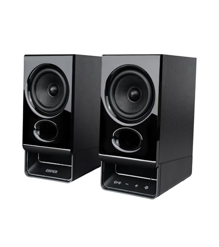 Edifier R20BT Casse PC con Driver da 2,75 pollici a Tutto Campo, Bluetooth 6.0, Controlli Touch, Ingressi AUX/USB, Uscita Cuffie, Profili Luce/Suono Personalizzati via App - Nero