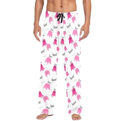 Red Spirits Pattern Men's Cotton Pajama Pants with Pockets and Drawstring Comfortable and Stylish,S2