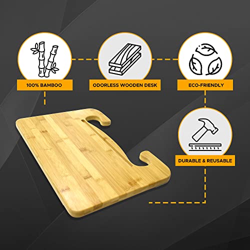Image of EcoNour 2 in 1 Car Steering Wheel Desk | Lap Desk for Convenient Working | Bamboo Trays for Eating | Interior Accessories for Truck Drivers | Lightweight Wooden Tray with Easy Storage