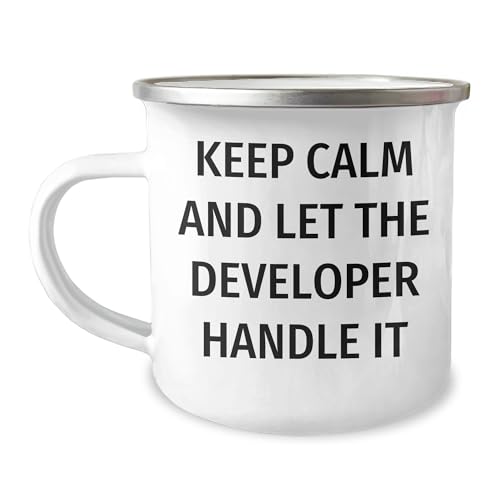 Keep Calm And Let Developer Handle It, Funny Camping Mug, Ideal Gift for Developer Friends and Family this Christmas, Gifts from Men to Women, Gifts for Developer