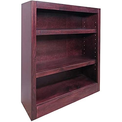 Bowery Hill Traditional 36" Tall 3-Shelf Wood Bookcase in Cherry