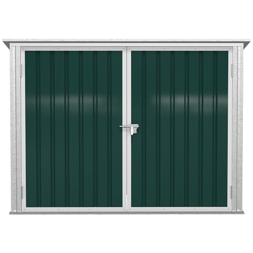 Outsunny Mülltonnenbox abschließbar Gerätebox Müllbox Storer für 2 Mülltonnen Stahl 178,5 x 104,5 x 128,5/113 cm Grün