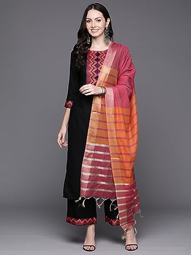 Image of INDO ERA Women's Yoke Design Cotton Blend Kurta Palazzo With Dupatta Set (KH4BK5301)