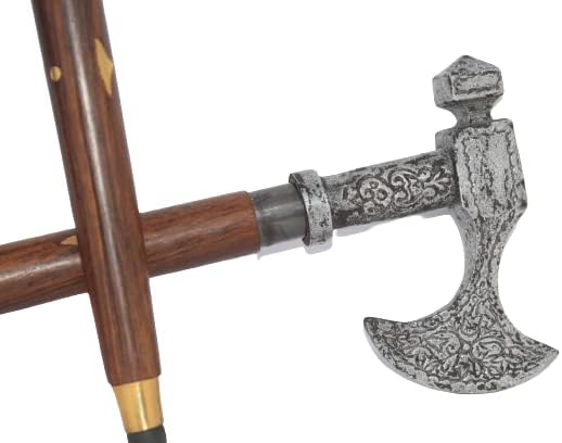 Miniatura 6 de Bastón plegable con mango plateado de hacha, regalo asequible, decorativo, para hombres, mujeres, ancianos, abuelos. Artículo para regalos