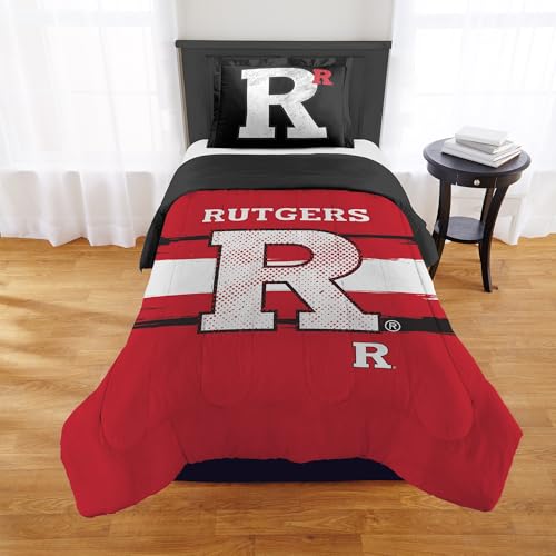 Rutgers Scarlet Knights Comforter Set – Scarlet Knights Bedding for Dorms, Guest Rooms, RVs, Tailgates & RU Game Day Decor, Twin/Twin XL