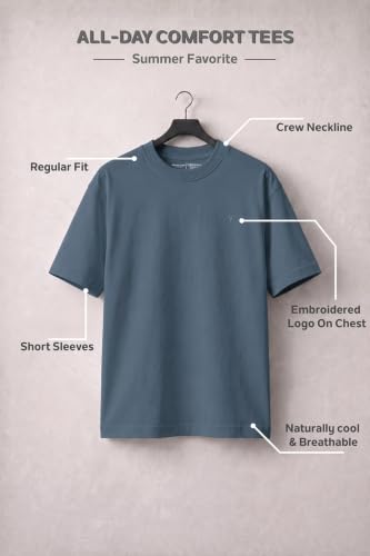 Image of Van Heusen Men's Crew Neck T-Shirt - Soft & Breathable Cotton | Regular Fit | Comfortable Everyday Casual Wear | Short Sleeves | Summer Favorite |Solid Colors | Style 60052|Available in Pack of 1 & 2