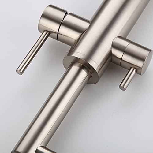 Robinet d'évier de cuisine double articulation en laiton brossé