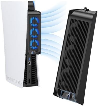 （06:00時点） 旧型 ps5用 冷却ファン ps5 冷却 PS5周辺機器 LEDライト付き 冷却ファン 旧型 PS5コンソール用 放熱 USB 3.0ポート付 外付けクーラー ディスク版/デジタル版 両対応 PS5アクセサリー ゲーム機用 ブラック 【PS5 Slim/PS5 Pro非対応】