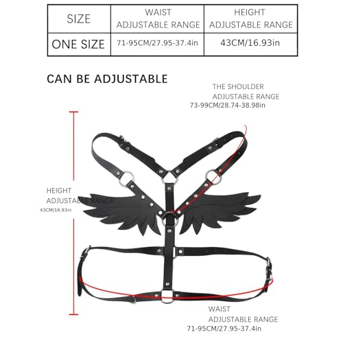 Punk Body Harness with Angel Wing Sexy O Ring Waist Belt Caged Harness Women Leather Body Chest Harness Gothic2