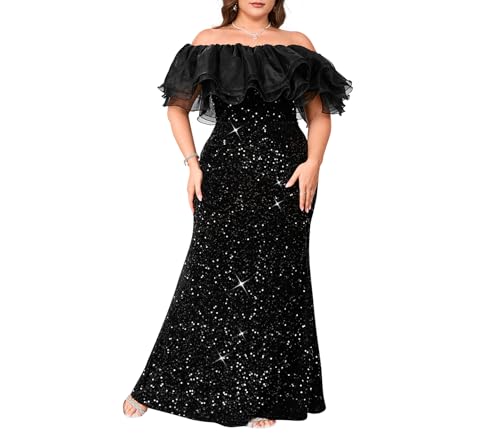 Sexy Elegant Off The Shoulder Sequin Formal Party Cocktail Bodycon Maxi Dress
