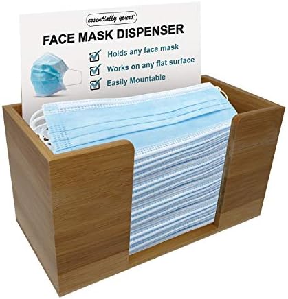 Essentially Yours Bamboo Face Mask Dispenser | Open Wooden Mask Box for Storing and Dispensing Personal Face Masks
