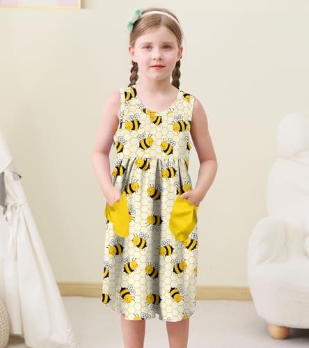 Little Girls Summer Sleeveless Dress Toddler Print Casual Sundress 2-7 Years2