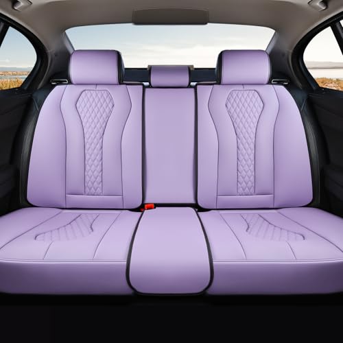 Image of Coverado Car Seat Covers, Rear Car Protectors, Black Leather Seat Covers, 3-Piece Waterproof Automotive Seat Covers for Back Seats Universal Fit for SUVs & Cars, All-Weather Protection