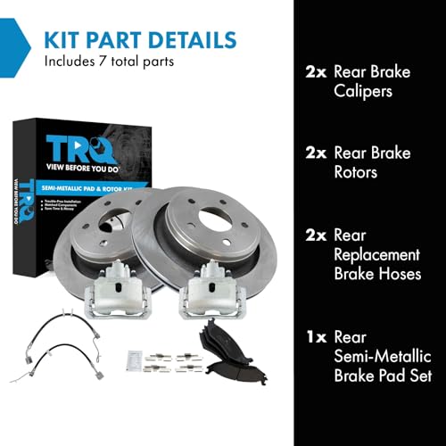 Image of TRQ Rear Brake Pad & Rotor Kit Semi-Metallic Compatible with 2009-2010 Dodge Ram 1500