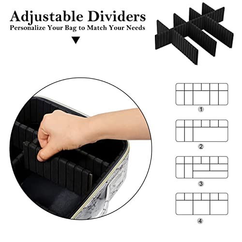 Image of Travel Makeup Case, Professional Cosmetic Train Cases Artist Storage Bag Make Up Tool Boxes Brushes Bags with Compartments Vanity Organizer (16 INCH(2 Layer), Marble Pattern)