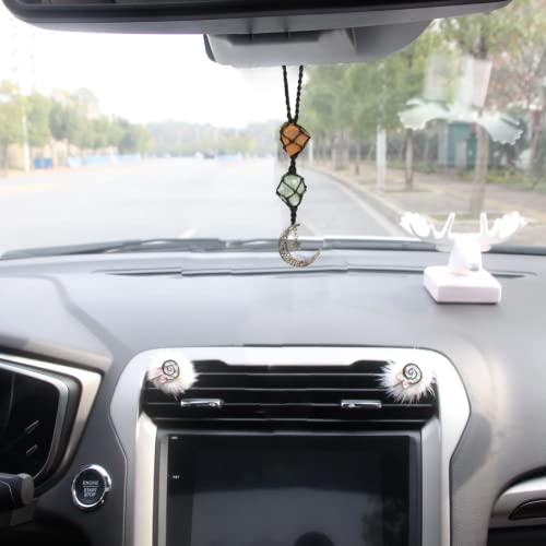 Weryerker Handmade Hanging Ornaments Car Rear View Mirrors Decorative Hanging Ornaments Home Decoration Natural Gemstone (Green Aventurine+Tiger's Eye) #TOP5
