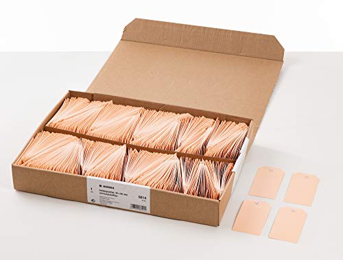 Etiquetas para colgar con ojete de plástico Herma 6014 de 45x90 mm que evitan roturas en almacén