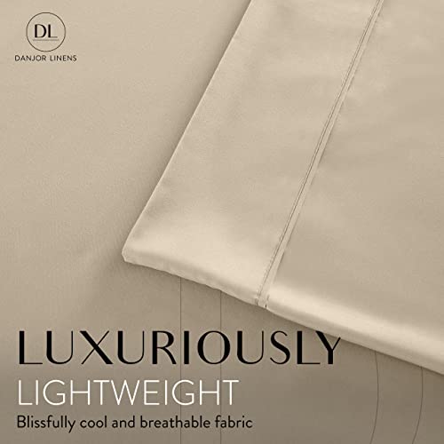 Danjor Linens Bed Sheet Set Full Size for Teens, Hotel Premium Sheets with 4 Pillowcases, Lightweight Brushed Microfiber Deep Pockets, Breathable Cooling 6 Piece Bedding Sets, Taupe