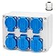 Stromverteiler Baustromverteiler Wandverteiler 16A 6x230V IP65 Verteilerkasten Außen Wasserdicht Starkstrom Steckdose Verteiler Stromverteilerkasten Aufputz Bauverteiler Wandsteckdose