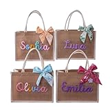BBGDP Bolsa De Mano De Yute Con Nombre Tejido Personalizado, Bolsas De Viaje De Playa Con Letras Personalizadas, Regalo De San Valentín, Adecuado For Despedidas De Soltero Y Damas De Honor(M)