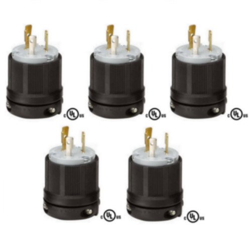 NEMA L5-20 Grounding Locking Plug, 20A 125V AC, 2 Pole 3 Wire, cUL Listed (6)