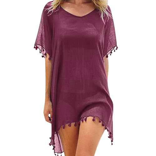 Kaftan de playa transpirable con manga corta y tejido de chifón
