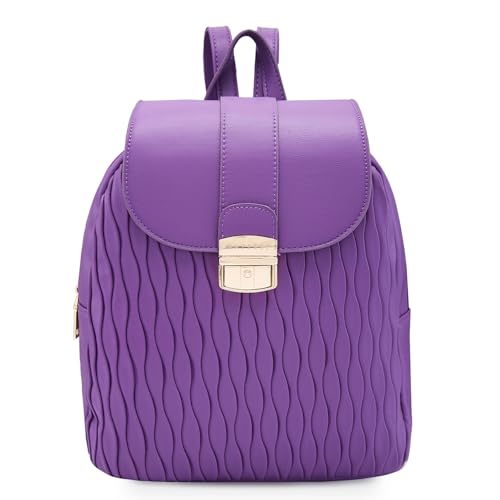 Image of Caprese Shelbee Casual Backpack, Medium | Quilted Backpack for Women with Buckle Lock, Adjustable Shoulder Strap & Back Zip Closure | For Everyday Outings, College and Travel