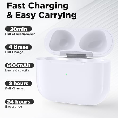 Image of Wireless Air Pod Charging Case for Airpod 3rd Generation, Airpod Case Replacement Compatible with Airpod 3, Airpod 3 Charging Cases with Lightning Port, 600mAh Battery, No Earbuds