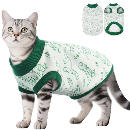 DENTRUN Sleeveless Cat Vest with Dinosaur Print, Breathable Ultra...