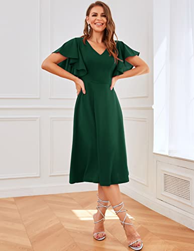 Image of Bridesmay Women's Formal Wedding Guest Dress for Women 2026 Short Sleeve Fit and Flare Tea Party Dresses