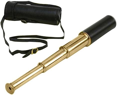 Benjara Elegant Retractable Telescope with Genuine Leather Case