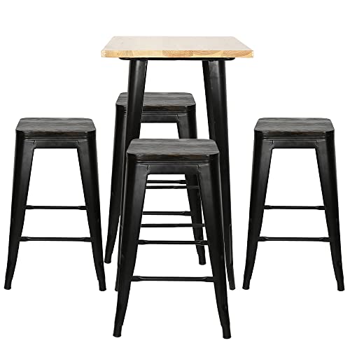 Table de Bar Bois (MDF) métal Mange Debout Fer Design Industriel Haute Bistro,pour Maison Pub Bistro, Cocktail à Manger pour Cuisine Restaurant Patio, 60 *...