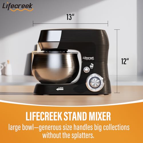 Lifecreek - Stand Mixer, 5.3 Quart 660W, 6-Speed Tilt Head, Electric Kitchen Mixer with Stainless Steel Bowl, Dough Hook, Whisk, Whisk, Beater, Separator - Image 2