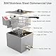 Valgus Professionelle elektrische Fritteuse aus Edelstahl 3300W 16L Großraum-Küchen-Fritteuse mit Korb und Deckel, Ablaufsystem