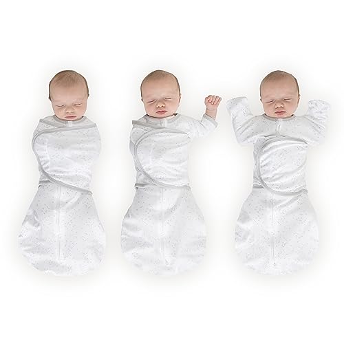 Image of Amazing Baby Omni Swaddle Sack for Newborn, Transitional Swaddle Sack with Wrap & Arms Up Sleeves & Mitten Cuffs, Easy Transition Swaddle Sleep Sack, Sterling Confetti, Small, 0-3 Months