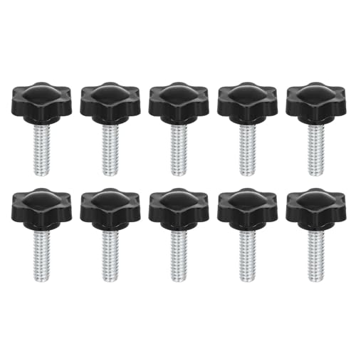 uxcell 10Pcs Clamping Screw Knob, 25mm Dia Plum Hex Shaped Grips Knob, Plum Hex Shaped Screws Handle 1/4