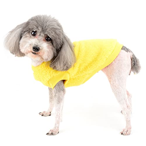 Zunea Dog Jumper Winter Warm Fleece Sweater Coat for Small Dogs Soft Pullover Jacket Coat Fuzzy Puppy Clothes Cold Weather Vest Pet Girls Boys Apparel for Chihuahua Yorkie Cats Yellow L - Image 2