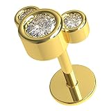 AZARIO LONDON Cz Stone Panda - Orecchini a forma di labret-cartilagine-trago, a forma di elica, perno in acciaio chirurgico - Labret calibro 16, Zirconia cubica, Zirconia cubica