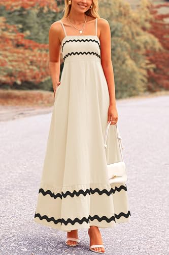 Image of PRETTYGARDEN Women's 2026 Summer Flowy Maxi Dress Casual Sleeveless Spaghetti Strap Ruffle Beach Long Dresses