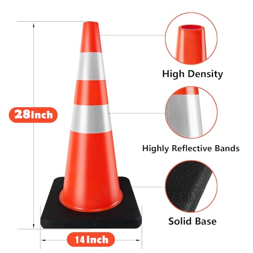 Strlon AQZ0328BLACK-08 Traffic Cones 28 Inch Orange 8 Pack Heavy Duty Safety Cones thumb #4