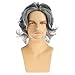RicHyun Mens Short Wavy Grey Wig Synthetic Layered Cosplay Costume Party Wigs