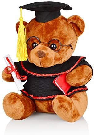 Yixiang Graduation Bear - Graduation Plush Bear, Stuffed Animal Bear with Glasses, Grad Cap, Diploma and Props - Graduation Gift, 8.5 Inches, Brown