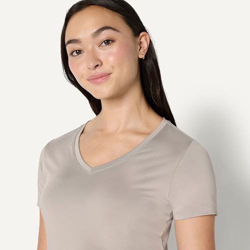 Image of Amazon Essentials Women's Active Quick Dry Tech Stretch Short-Sleeve V-Neck T-Shirt (Available in Plus Size), Pack of 2