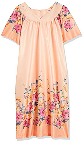 Image of AmeriMark Casual Women's Patio Muumuu House Dress Loose Comfortable Short Sleeve Sun Dress Lounger Gown Sleepwear for Ladies